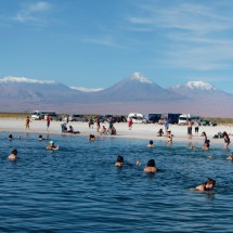 Swimming in the salty water of one lake of the Lagunas Cejar
